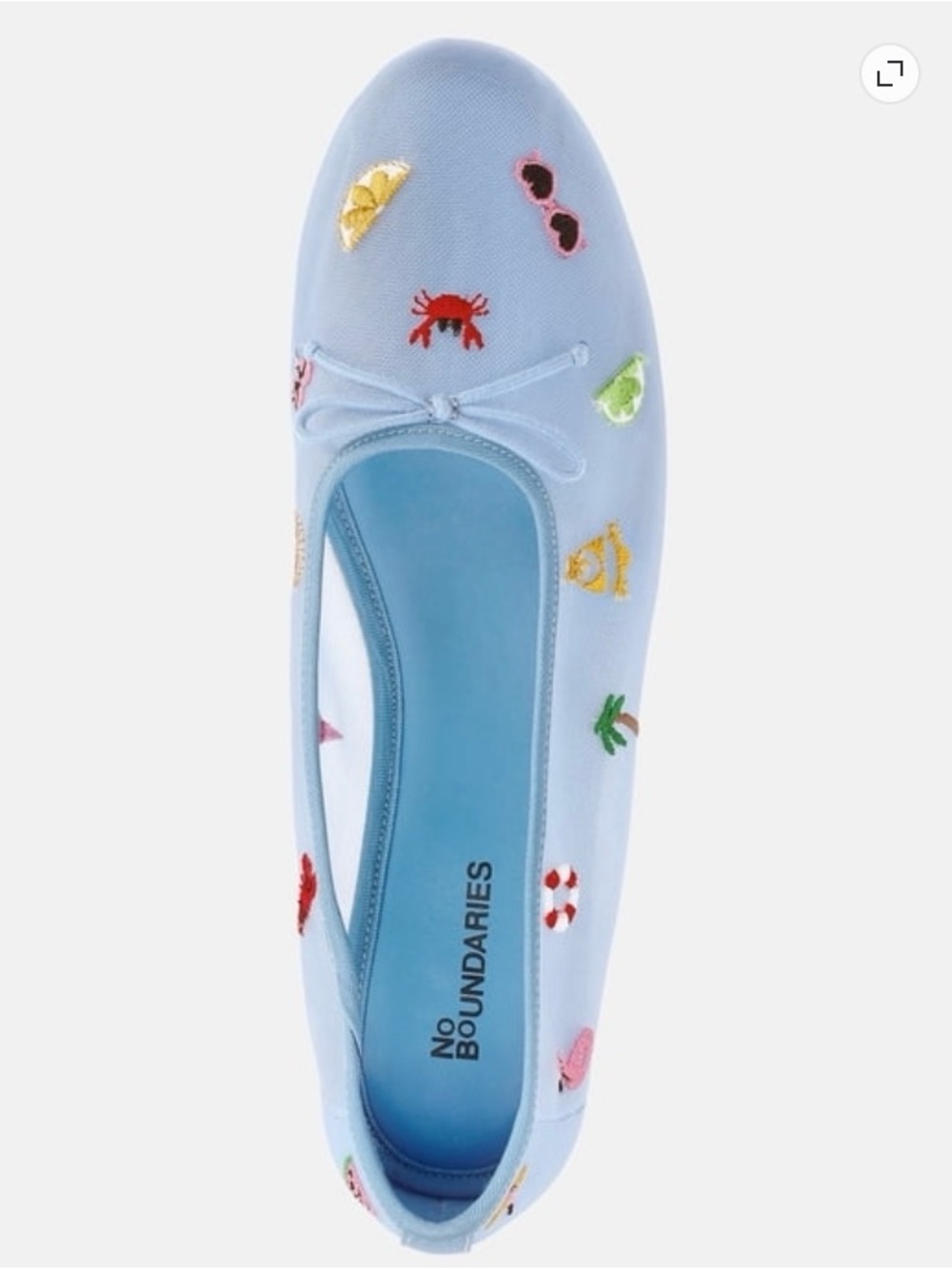No Boundaries Light Blue Embroidered Slip-On Ballet Flat